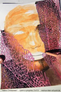 Helena Christensen WIP 5/8: Phew most of the coral is done, now to complete the face.